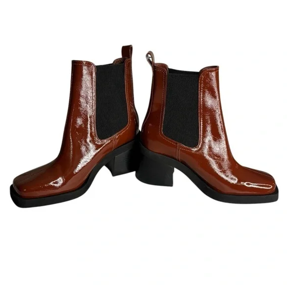 NWOT Gianni Bini Banks Crinkle Patent Double Gore Square Toe Booties Size 6 - Picture 6 of 9